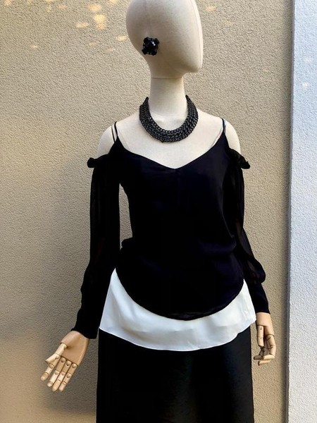 Women AllSaints Shirt Black Chiffon 36 / S / 44