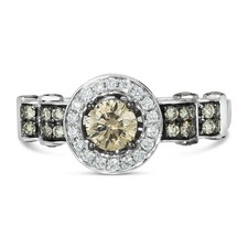 Le Vian 14K White Gold White/Chocolate Diamond Halo Fashion Ring - Size 6-1/2