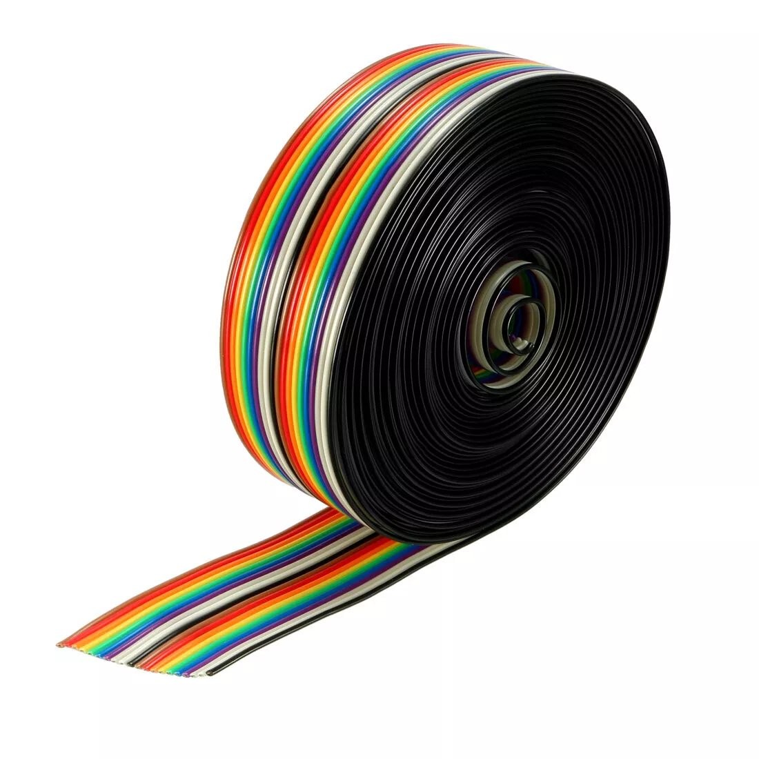 Flat Rainbow Ribbon Cable IDC 20 Wire 20P 5M / 16Ft 28 AWG 1.27mm Pitch