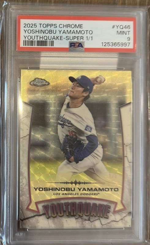 2025 Topps Chrome - Yoshinobu Yamamoto Youthquake Superfractor 1/1 PSA9
