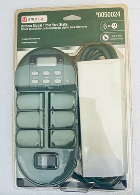 New Utilitech Outdoor 6 Outlet Digital Timer New/sealed 7 Day Programmable Timer