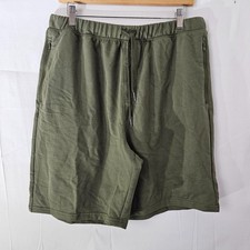 Eddie Bauer Shorts Mens Large Green Cotton Drawstring Zip Pockets Sleep Lounge
