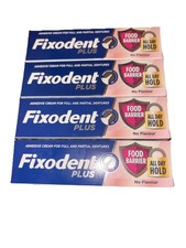 4 X 40g Fixodent Plus Food Barrier - Premium Denture Adhesive Cream