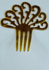 Vintage 1920s Art Decor Celluloid Mantilla Hair Comb Red Rhinestones
