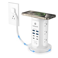 Power Strip Tower, Surge Protector Tower 9 AC Outlets 8 USB 4 USB C, 6 Ft Ret...
