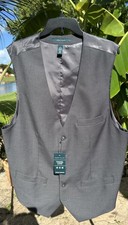 Size LT Perry Ellis Suit Vest Mens Waistcoat Charcoal Heather 42mv4604ps 045