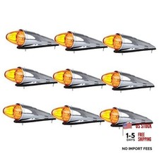 9x 17 Led Amber Torpedo Cab Marker Lights Chrome 9 Pcs Amber Len Amber Light 9x 17 Led Amber Torpedo Cab Marker Lights Chrome 9 Pcs Amber Len Amber Light