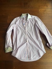 Robert Graham Dress Shirt Striped Size 39 15.5 Men s Pink Blue