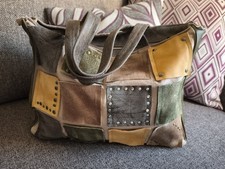 Handtasche Leder Leinen Handmade Handtasche Vintage