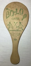 Vintage Bo-Lo Paddle Ball Wooden PADDLE Toy ~ No Ball/String USA Green Ink
