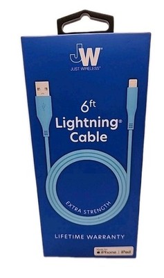 Just Wireless-MFI Certified 6ft Lightning Cable Extra Strength Light Blue