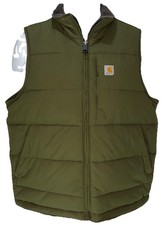 Carhartt Reversible Sherpa Lined Vest Size M Olive Green Quilted Puffer Full Zip