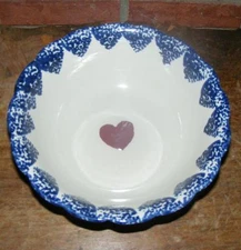 9" Heart Serving Bowl Red White Blue 