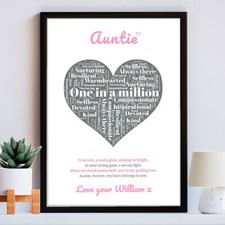 Sentimental Gifts For Auntie For Birthday, Christmas, Personalised Presents
