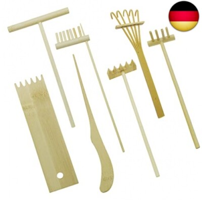 Cayway 7 Stück Bambus Gartenharken Mini Zen Sand Rechen, Mini Harken Werkzeug