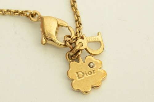 Authentic Christian Dior Black Charm Necklace Clover Heart GP Jewelry Accessory - Picture 12 of 12