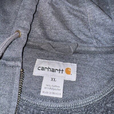 Carhartt Hoodie Men's XL Gray Full Zip Heavyweight Embroidered