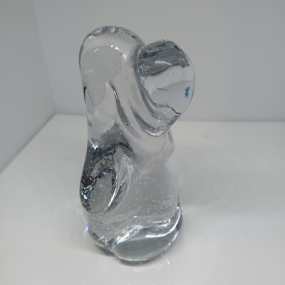 LEONARD TOWLE CLEAR ART GLASS HOUND DOG Controlled Bubbles Figurine/Paper Weight
