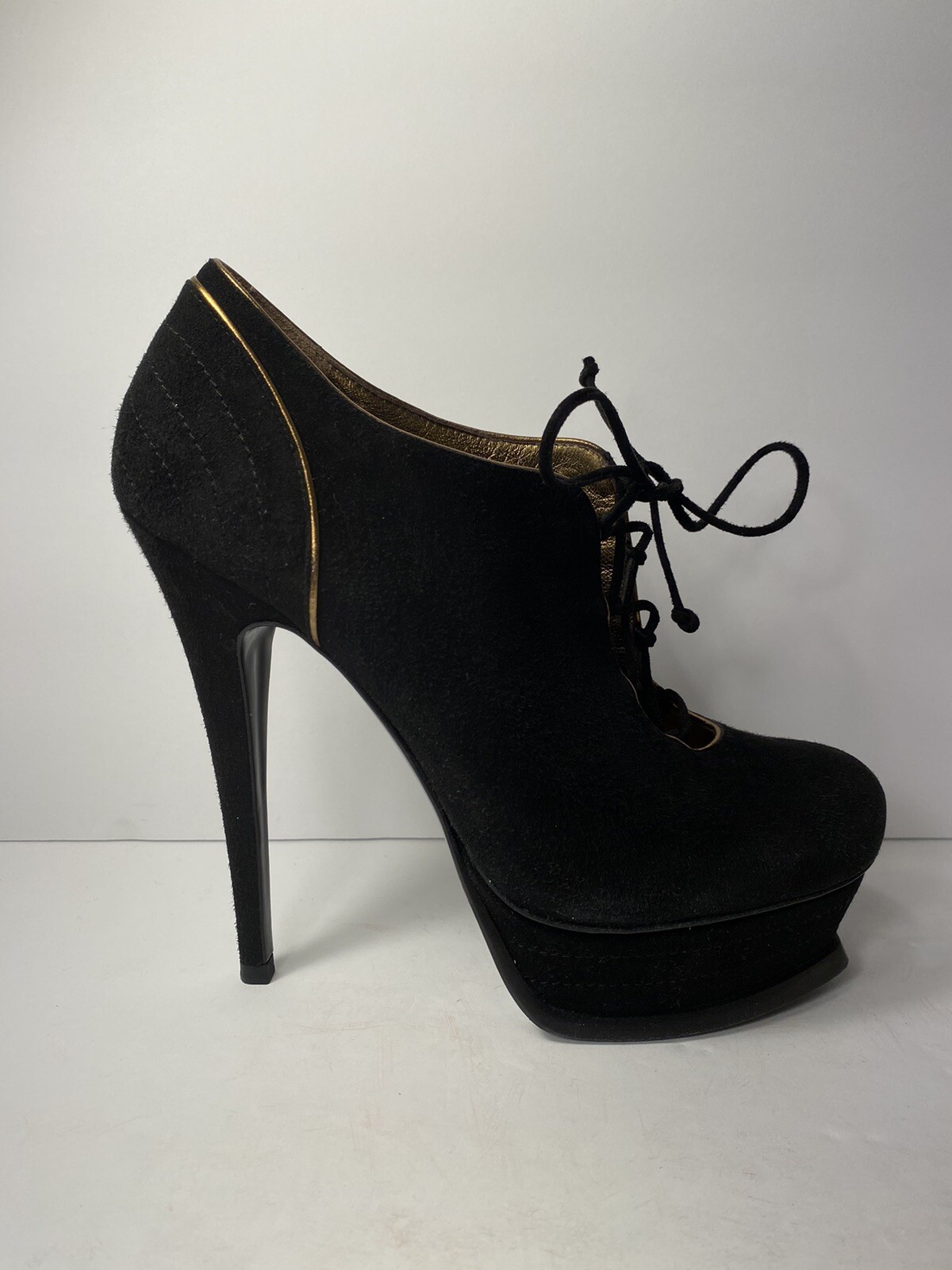 Stivaletti stivaletti YSL Yves Saint Laurent scamosciati tacco nero 36 5 6 6 5