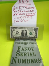Six Of A Kind THREES FOUR IN A ROW LEADING $1 Bill Q Run $$$ Fancy Serial Number
