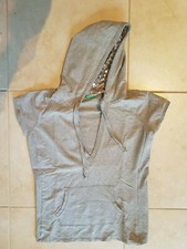 lotto 1268b felpa maglia tuta donna con cappuccio grigio BENETTON tg.M smanicato