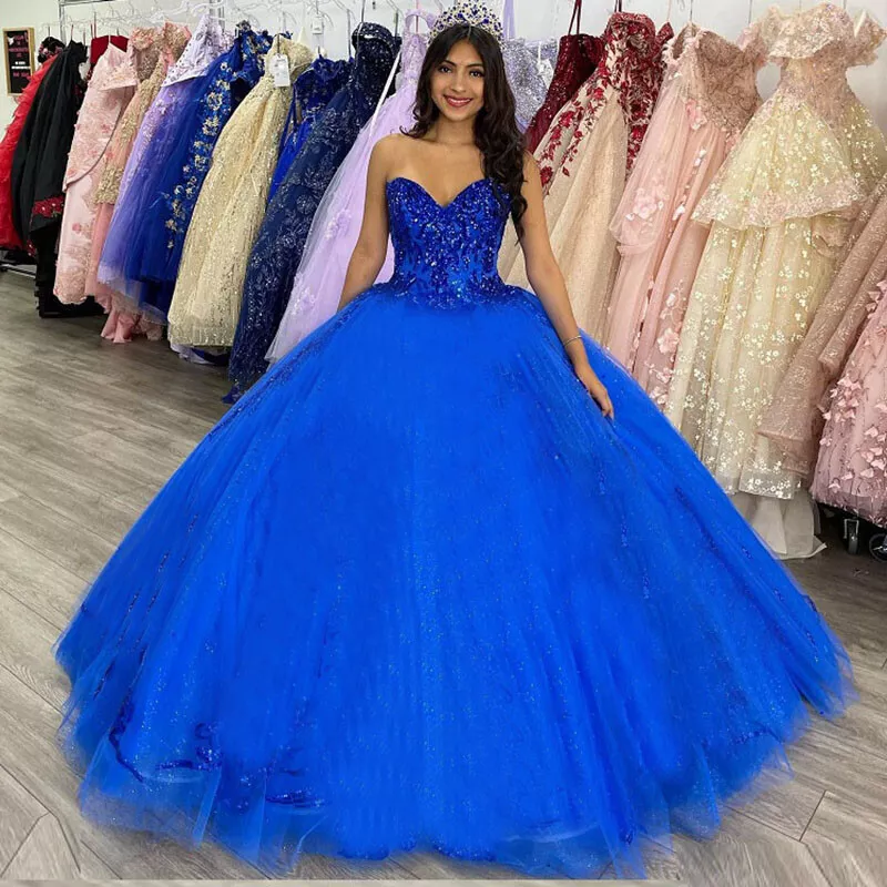 Retro & Vintage Royal Blue Corset Velvet Dream Prom Gown