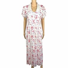 Sarah Elizabeth Vintage Rayon Dress Size 12 Floral Beaded Belted Pleated Lined