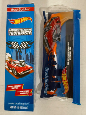 Brush Buddies Hot Wheels Anticavity Strawberry Toothpaste 4oz + Toothbrush, Cap