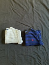 2 Polo Ralph Lauren Long Sleeve Thermal Waffle Knit Shirt 6 Striped/Solid Boys