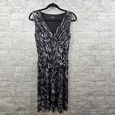 Nine West Dress Womens size 6 Black White Abstract Vneck Sleeveless Stretch