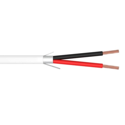 500' 16 AWG 2 Conductor Shielded Plenum Security Alarm Cable White 300V