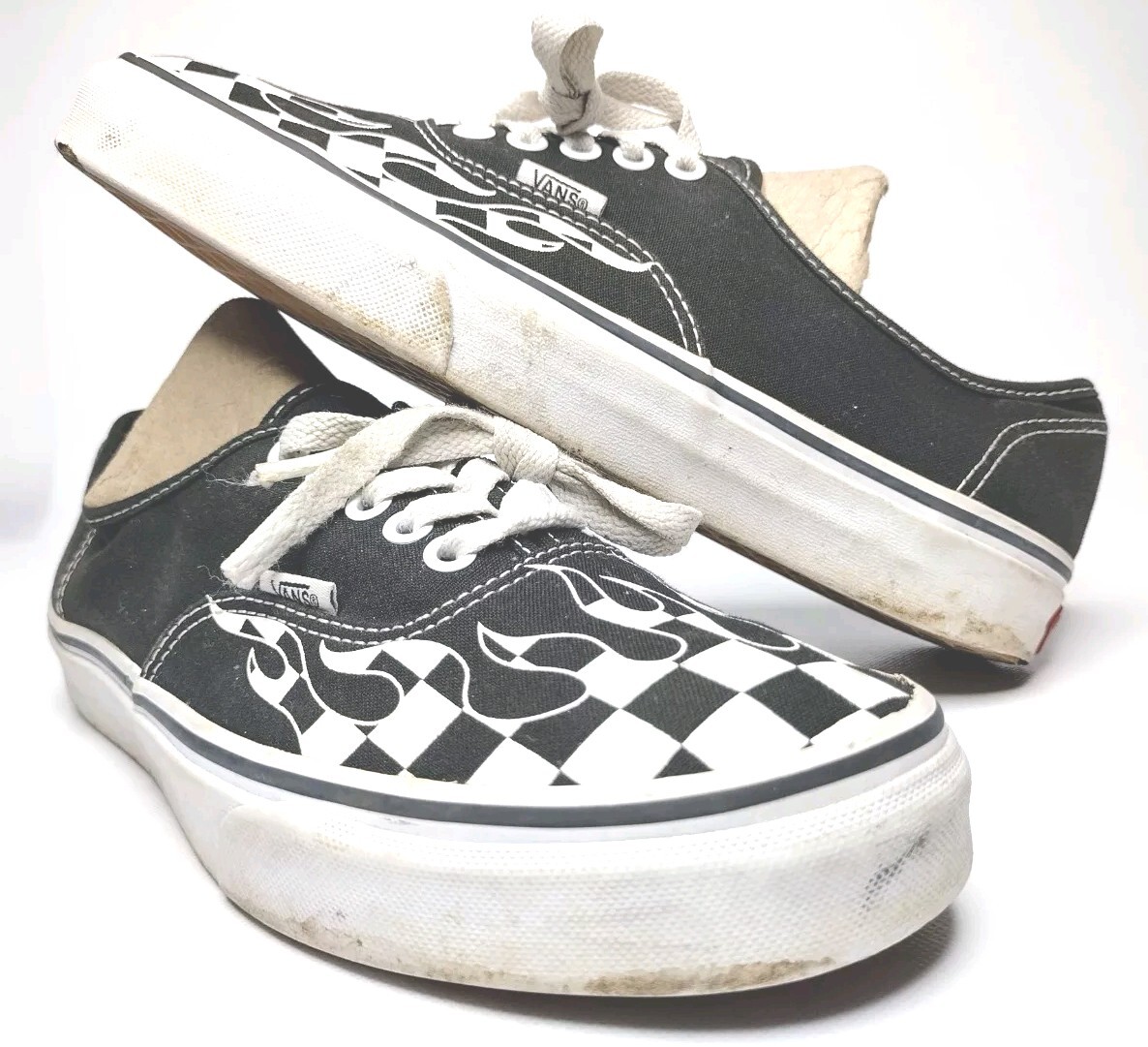 Vans Authentic Black Checkerboard Flame Men's Size US Women's