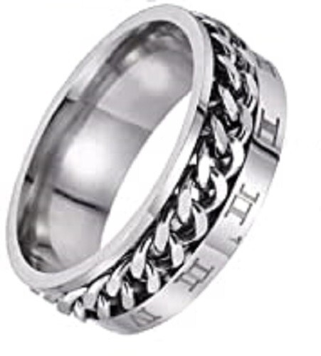 Stainless Steel Spinner Ring Anti-anxiety Size 7 Unisex Stress Relieving New - Bild 2 von 3