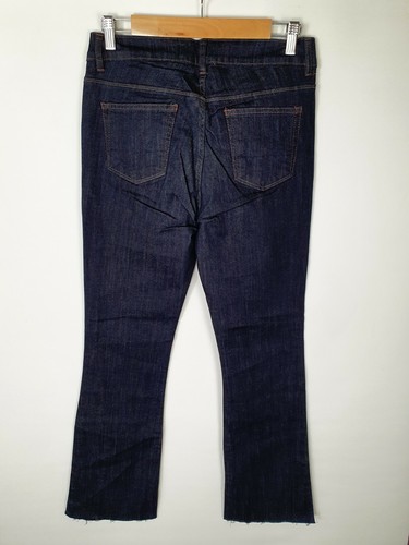 Next Womens Dark Bootcut Jeans 10L Frayed Leg Hem Custom Cut Dark Denim 10 Long - Picture 2 of 6