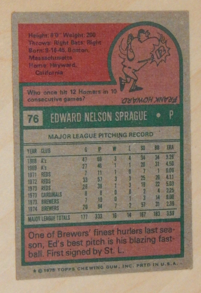 1975 Topps Milwaukee Brewers Baseball Cards Set of 7 Excellent Condition - Image 2 of 4