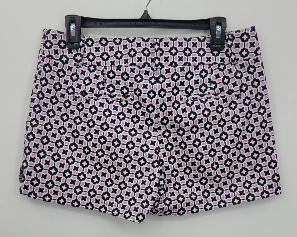 Ann Taylor Loft Shorts Womens 4 Blue Pink Flat Front Casual Chino Artsy Boho - Image 2 of 4
