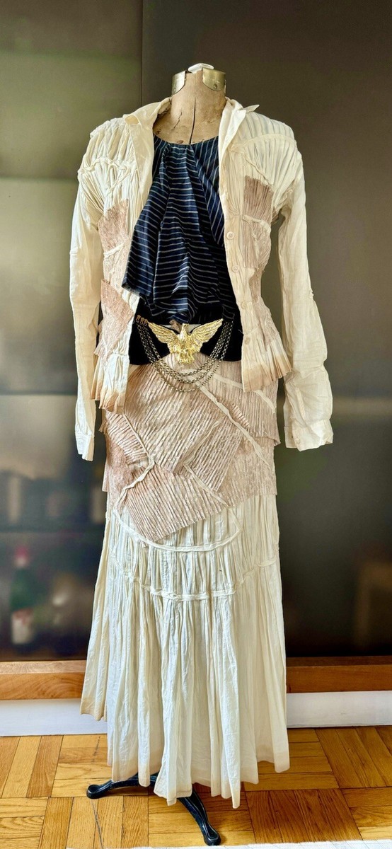 Rare vtg Issey Miyake origami dress 2pc beige ombre,cotton Rare vtg Issey Miyake origami dress 2pc beige ombre,cotton