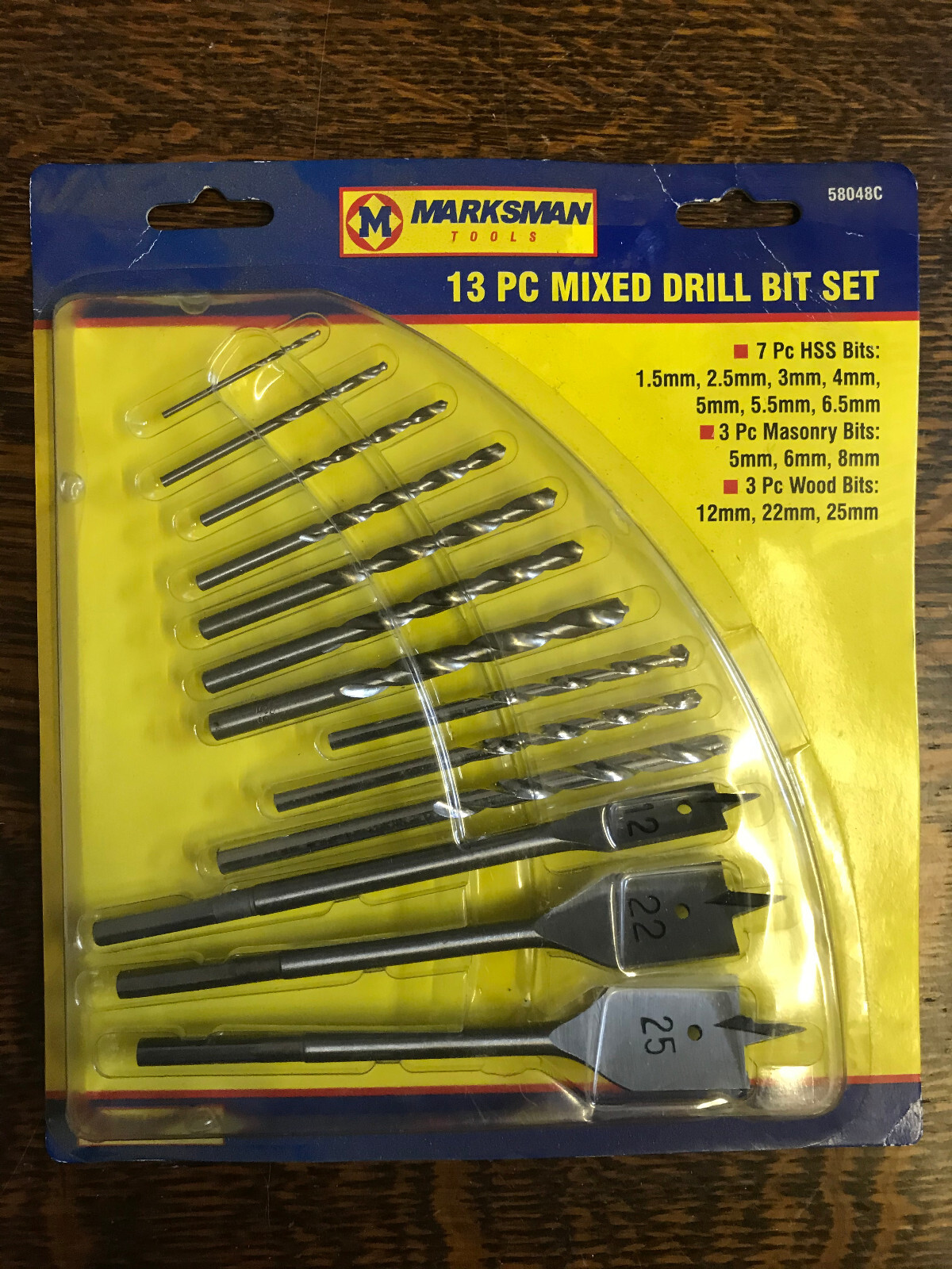marksman 13 piece mixed drill bit set hss masonary and wood