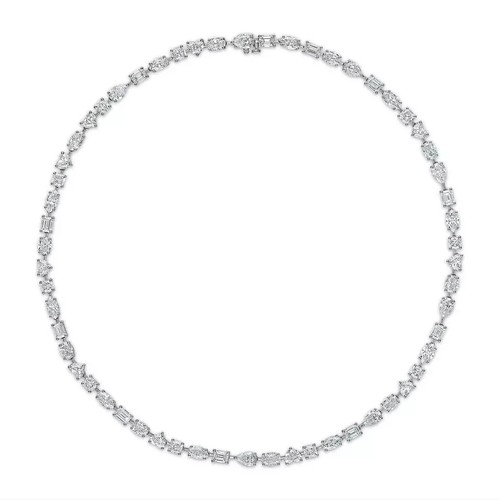 Multi-Form Lab-Created Diamant Damen Tennis Armband 14K Weißgold plattiert 18" - Bild 4 von 5