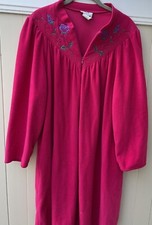 Vintage 70s Velour Robe 1/2 Zip Knee Length Vassarette Sz L Hot Pink