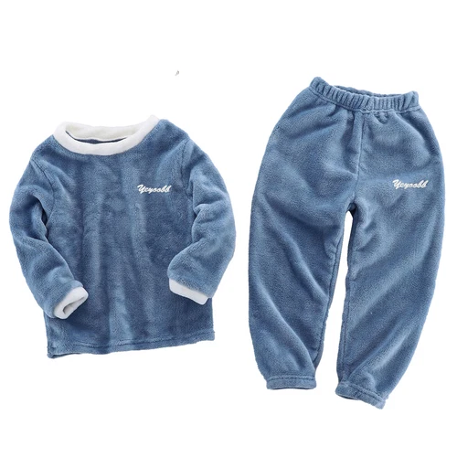 Girls Boys Fleece Pajamas Set Top and Pants Warm Sleepwear - Picture 12 of 45