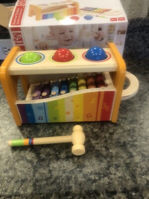 Hape Pound And Tap Music Set - Award Winning Wooden Pounding Bench..New