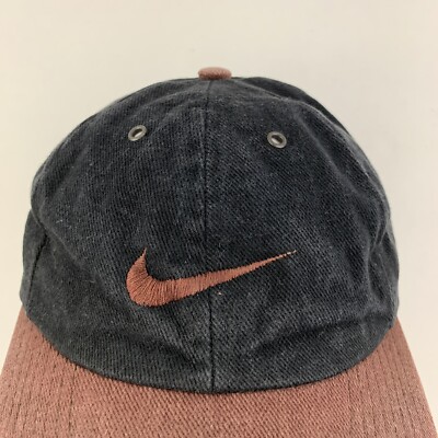 Vtg 90s Nike Center Swoosh Hat Check Logo Rap Hip Hop Baseball