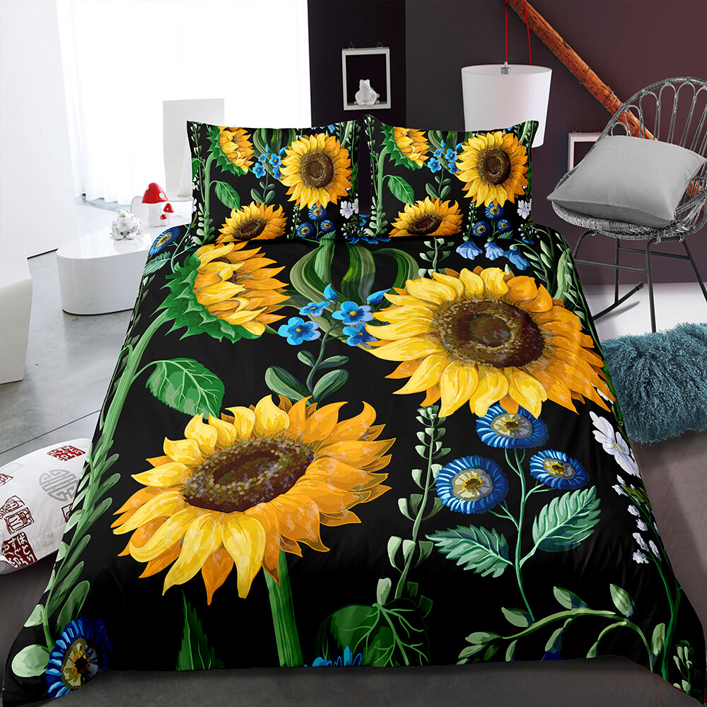 3D Art Watercolor Sunflower Duvet Cover Bedding Set Comforter Cover PillowCase