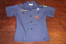 Boy Scouts of America BSA Youth Shirt Medium Blue Glued Patches Short Sleeve