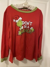 Dr. Seuss "Grinch" Long Sleeve Size XL Cotton Blend Christmas Tee-EUC