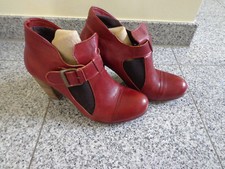 ♥Bottines pour femme virus ; T : 38 ; Rouge vigne ; Cuir véritable ♥