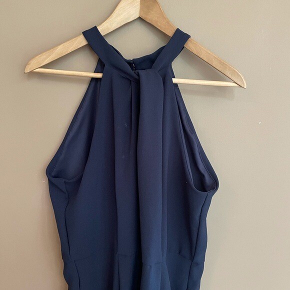Julia Jordan Wide Leg Knot Neck Jumpsuit Navy Sizde 14 Gem