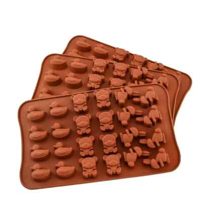 Schokolade Silikon Form 24 Zellen Ente Teddy Hase Fondant Glasur Süß Dekorieren