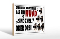 Holzschild Spruch 30X20 Cm Was Besser Ist Als Ein Hund Zwei Schild Wooden Sign
